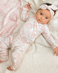 Floral Baby Girl Romper – Soft Cotton Zipper Pink One-Piece