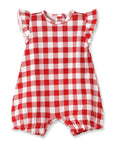 Picnic Plaid Soft Bamboo Bubble Romper for Baby Girls
