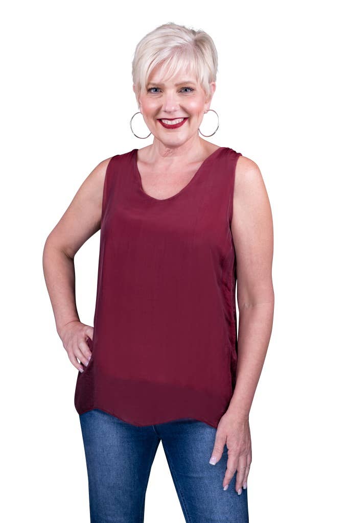 Tina Stephens Made In Italy Dina Silk V-Neck Tank