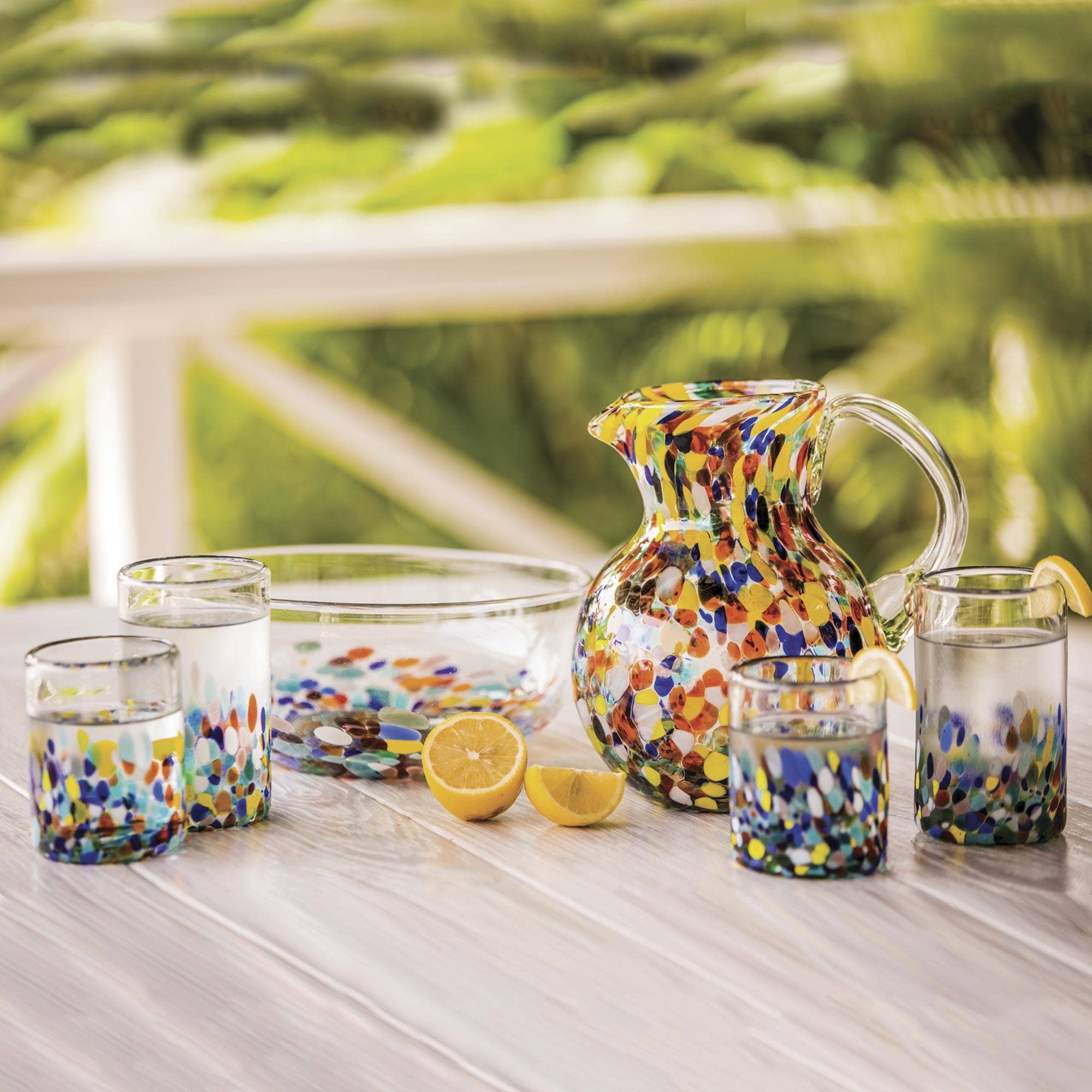 NOVICA Confetti Festival Blown Glass Serving Bowl