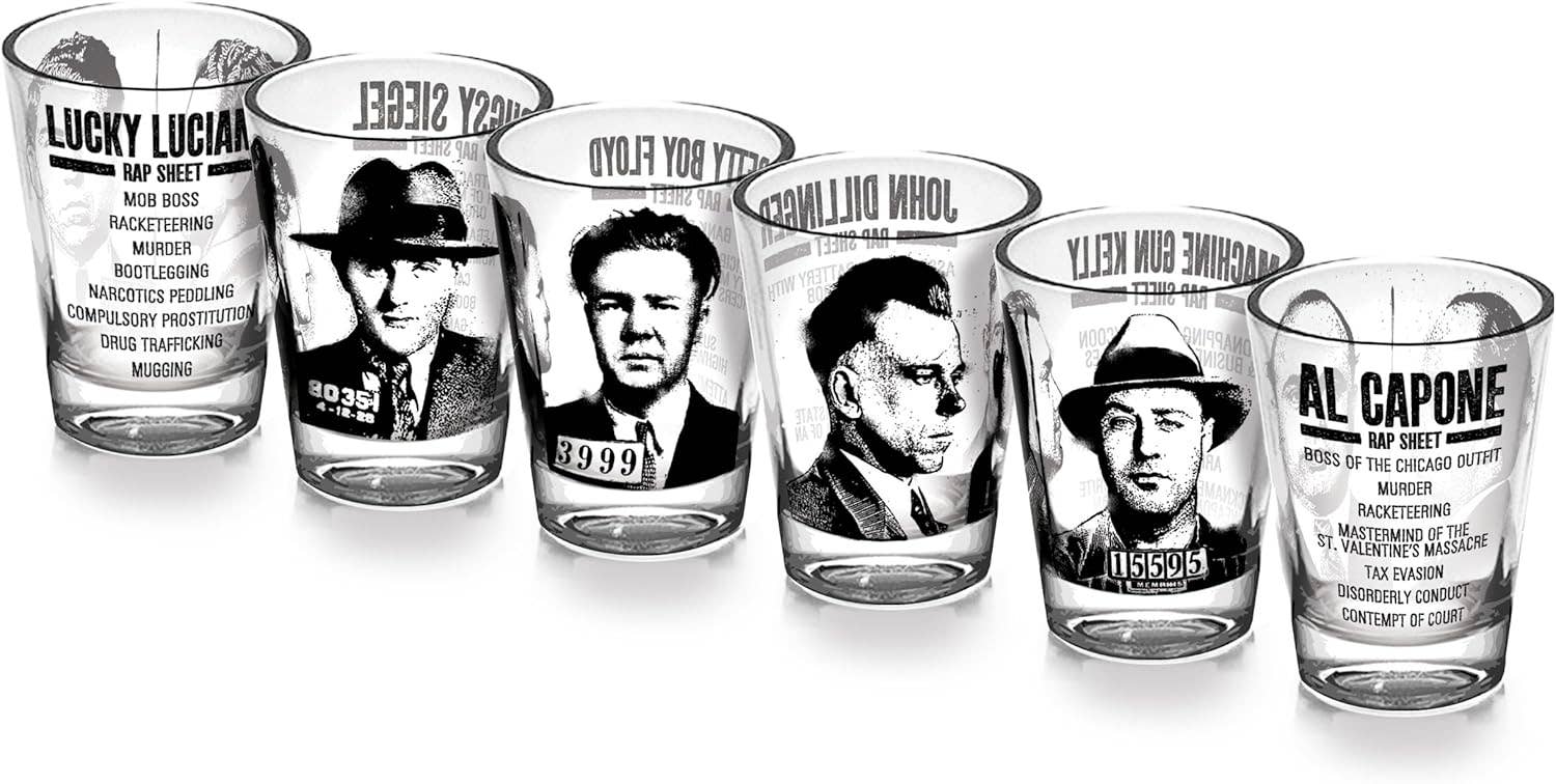 Notorious Gangsters Mug Shots Shot Glasses