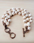 White Turquoise Triple Strand Bracelet 807h