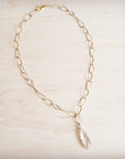 Gold Layering Chain Necklace w/ Boho Luxe Teardrop Pendant 257kp