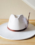 Brown Leather Hat Band w/ Feather Accents 952n