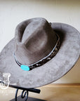 Spotted Hair-on-Hide Leather Hat Band Only w/ Turquoise Slab 950f