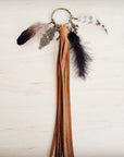 Boho Western Leather Boot Bling Charm Feather & Tree 500k