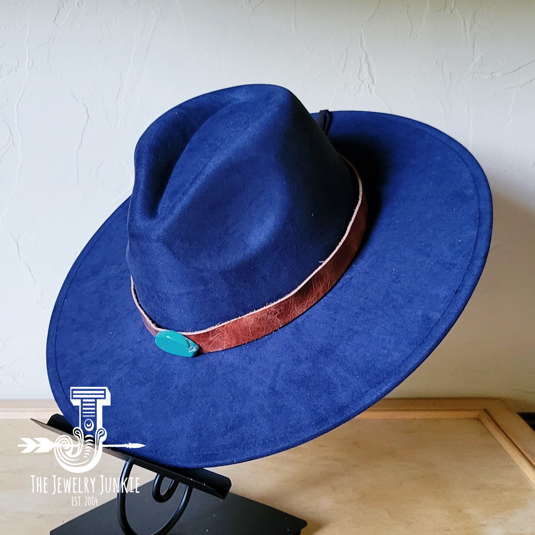 **Boho Western Felt Hat w/ Choice of Hatband- Navy 990a