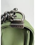 Chanel Calfskin Chevron Quilted Medium Boy Flap Light Green Bag