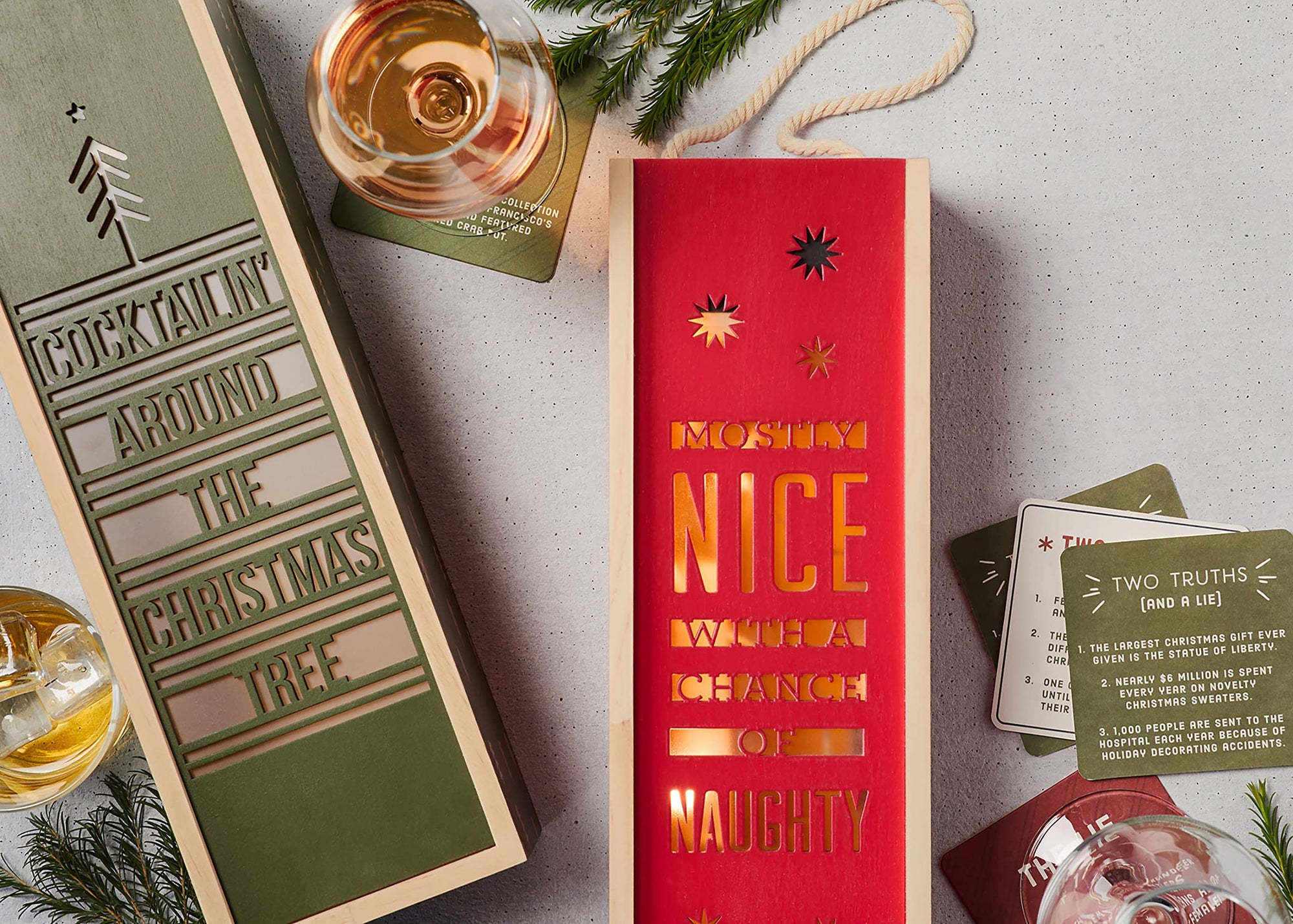 Mostly Nice With A Chance of Naughty Christmas Wine Caddy Lantern