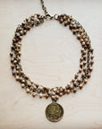 Picture Jasper Collar Necklace w/ Indian Buffalo Coin 259b