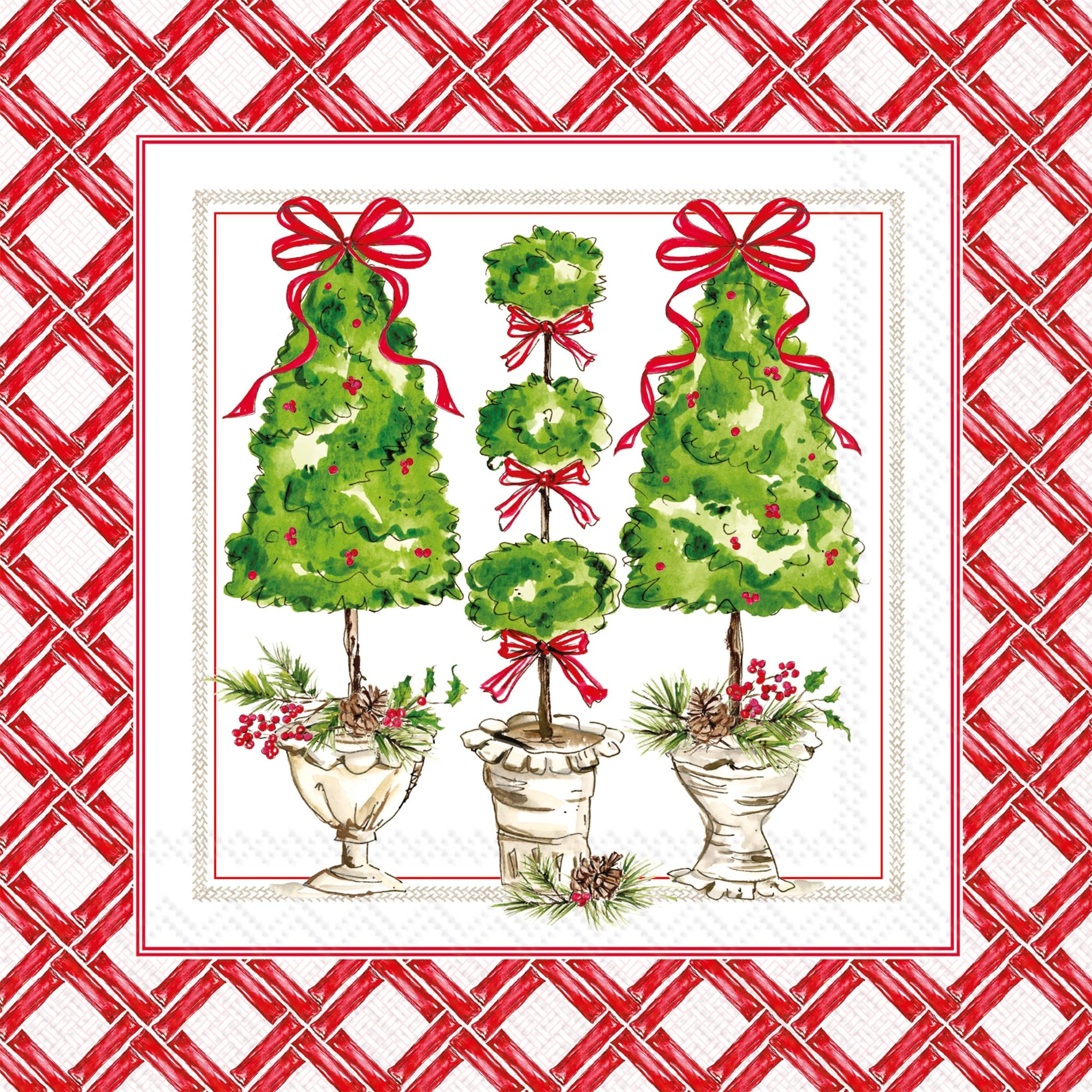 Holly Topiary Luncheon Napkins