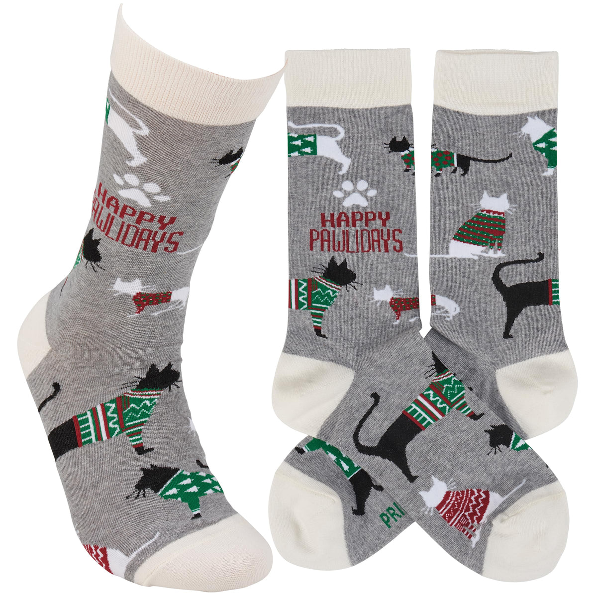 Happy Pawlidays Cat Socks