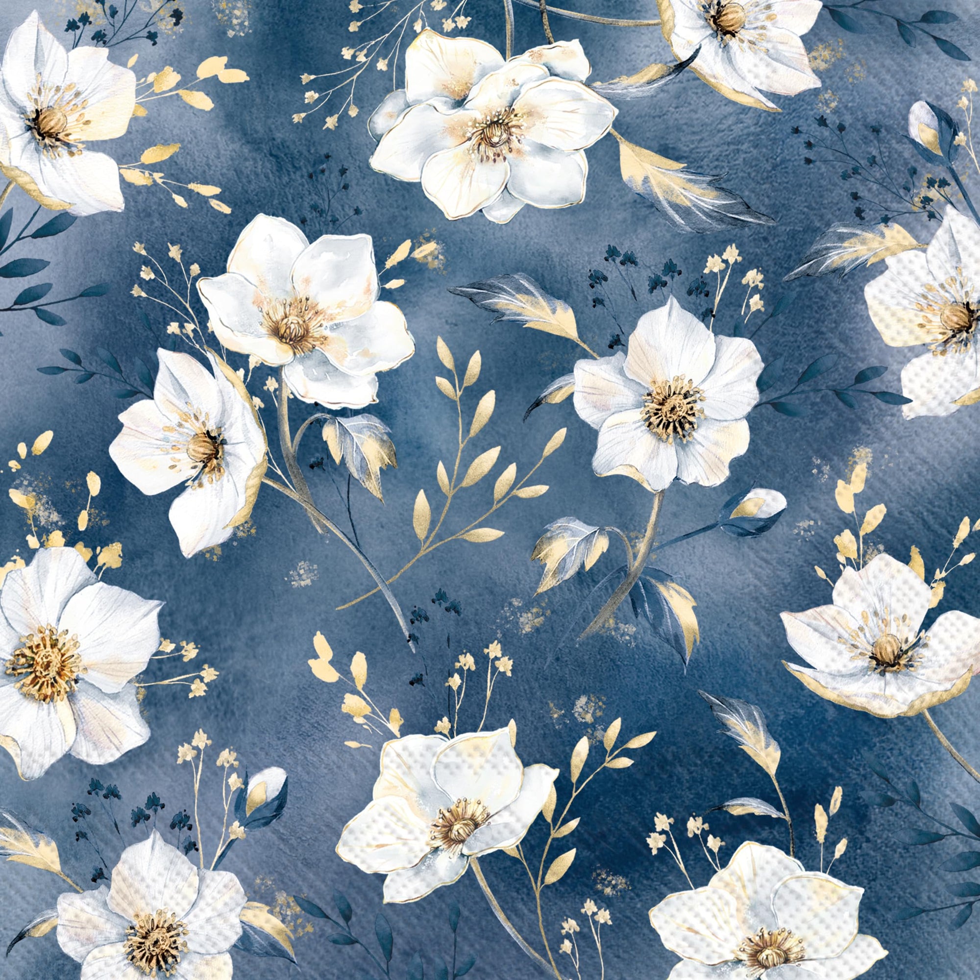 Golden Gala Blue Luncheon Napkins