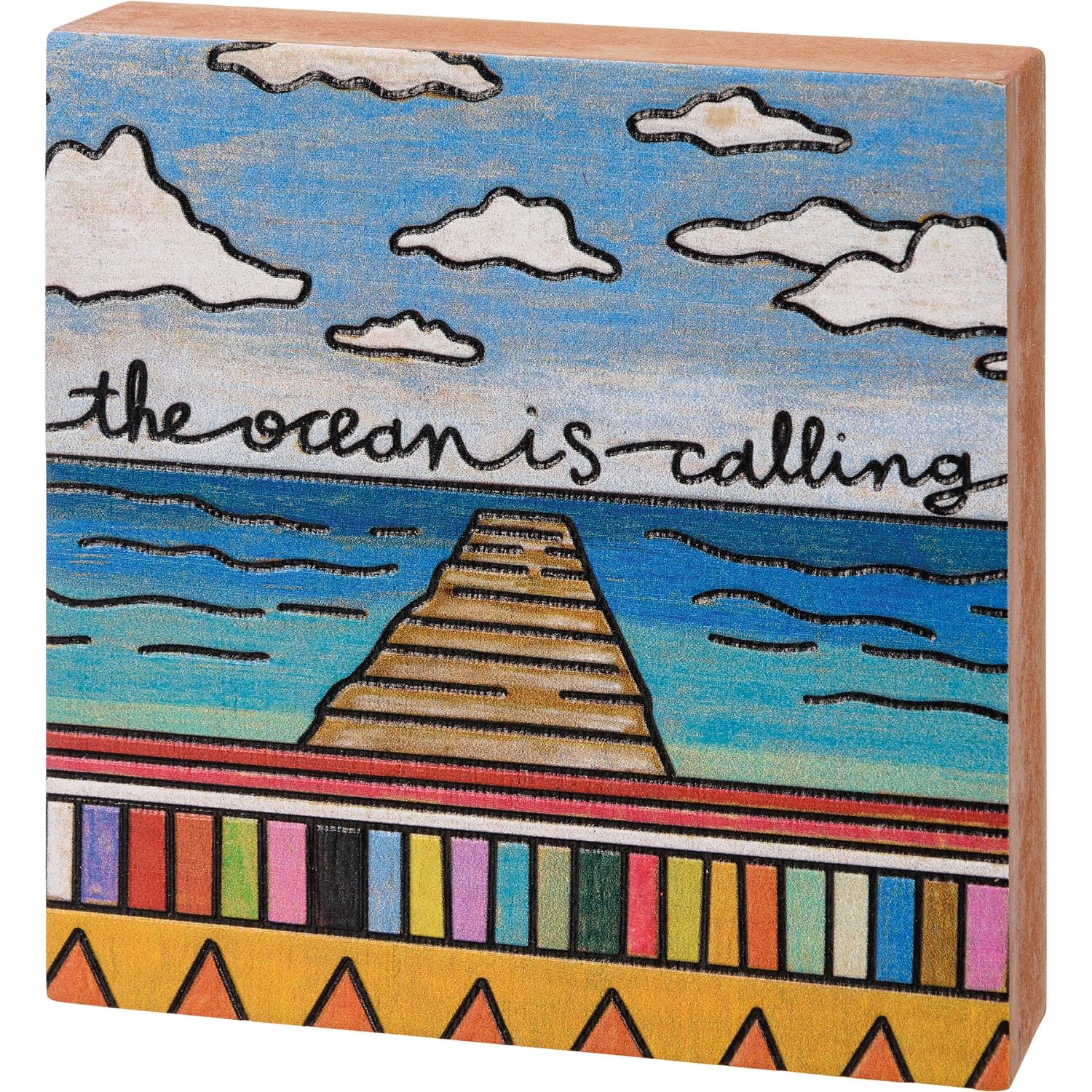 The Ocean Is Calling Block Sign