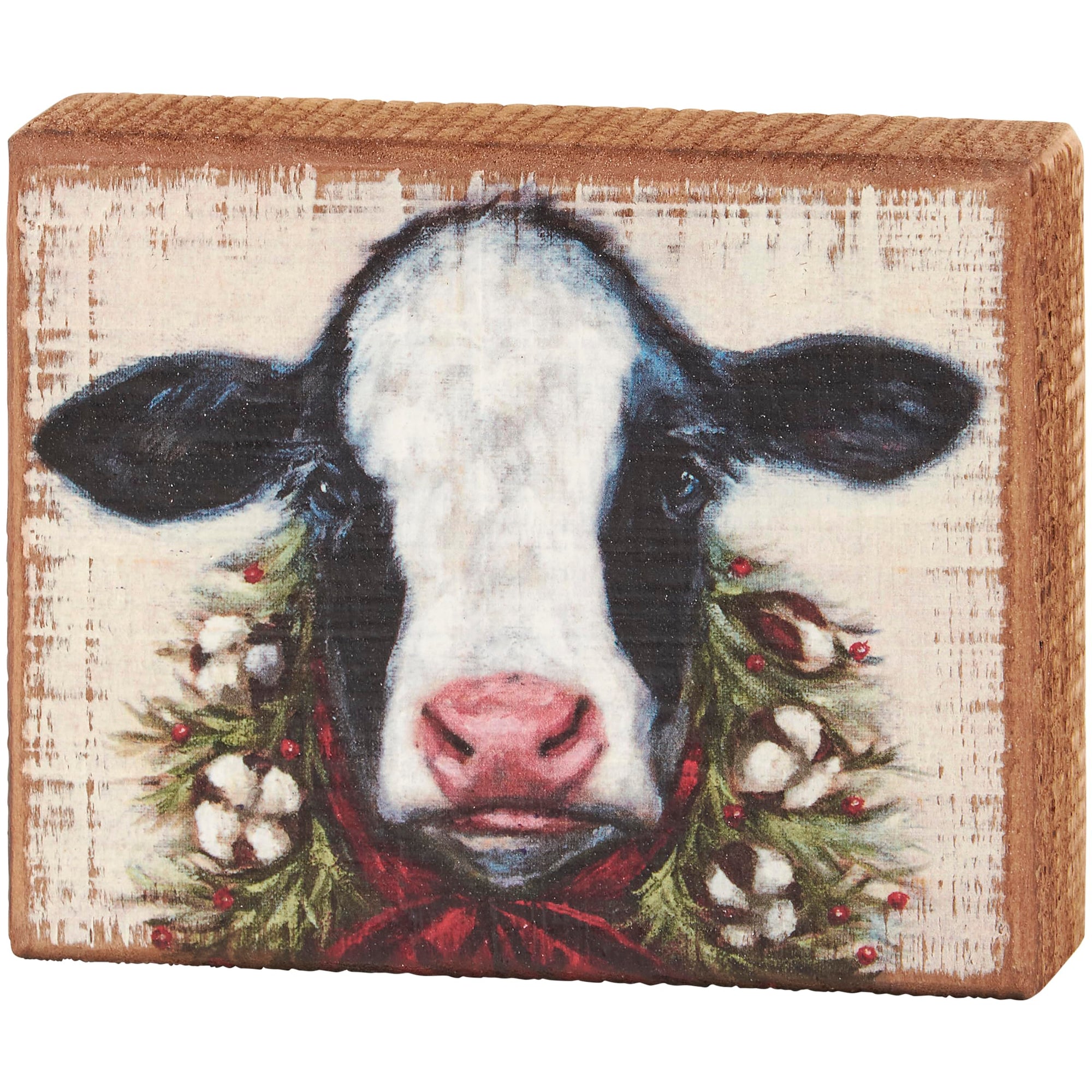 Merry Calf Block Sign Decor