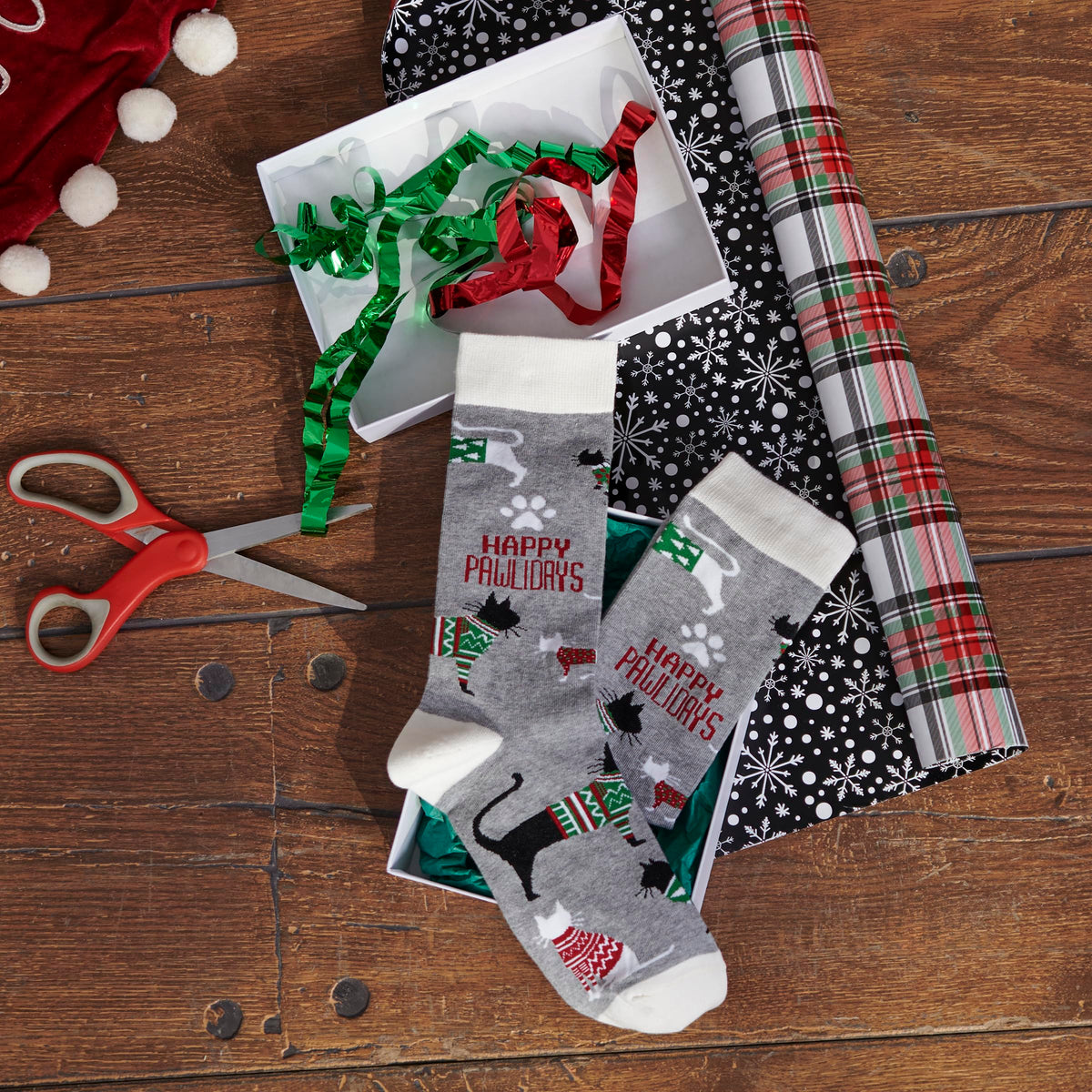 Happy Pawlidays Cat Socks