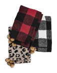 Mud Pie Red Check Chenille Pom Pom Scarf