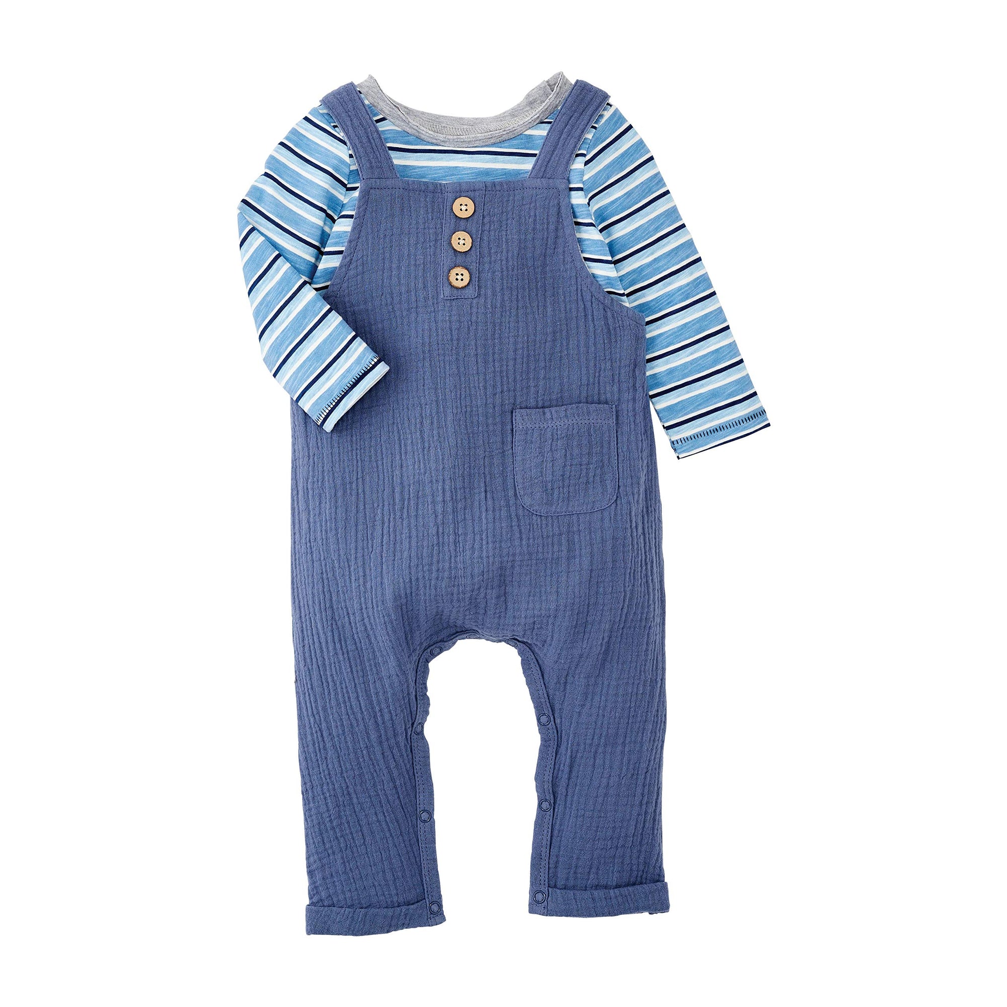 Mud Pie Blue Striped Overall Set