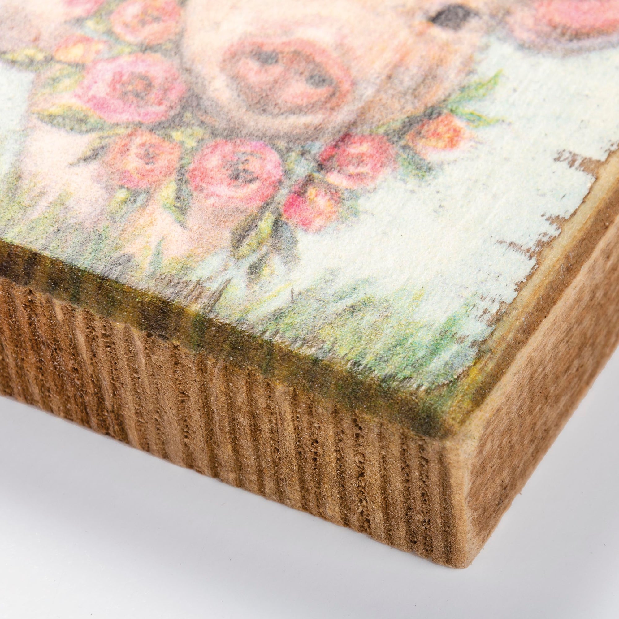 Adoring Piglet With Floral Wreath Decor