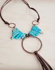Imperial Jasper Slab Necklace w/ Copper Hoop & Tassel 252h