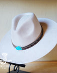 Navajo Embossed Leather Hat Band Only w/ Turquoise Slab 950e