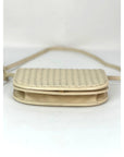 Bottega Veneta Intreciato White Leather Shoulder Clutch Bag