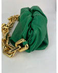 Bottega Veneta Green Chain Leather Pouch Bag  Clutch