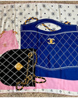 Chanel Silk Pink Black Blue Scarf