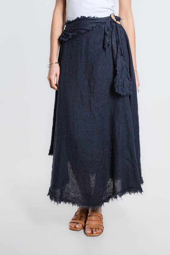 Tina Stephens Maureen Diagonal High Low Linen Skirt SS104