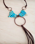 Imperial Jasper Slab Necklace w/ Copper Hoop & Tassel 252h