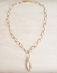 Gold Layering Chain Necklace w/ Boho Luxe Teardrop Pendant 257kp