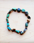 Genuine HuBei Natural Turquoise Beaded Bracelet w/ Copper 810g
