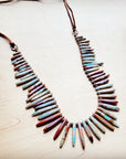 Aqua Terra Slab Necklace with Genuine Leather Ties 250b