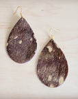 **Leather Teardrop Earrings in Mixed Metallic Hair on Hide 201p