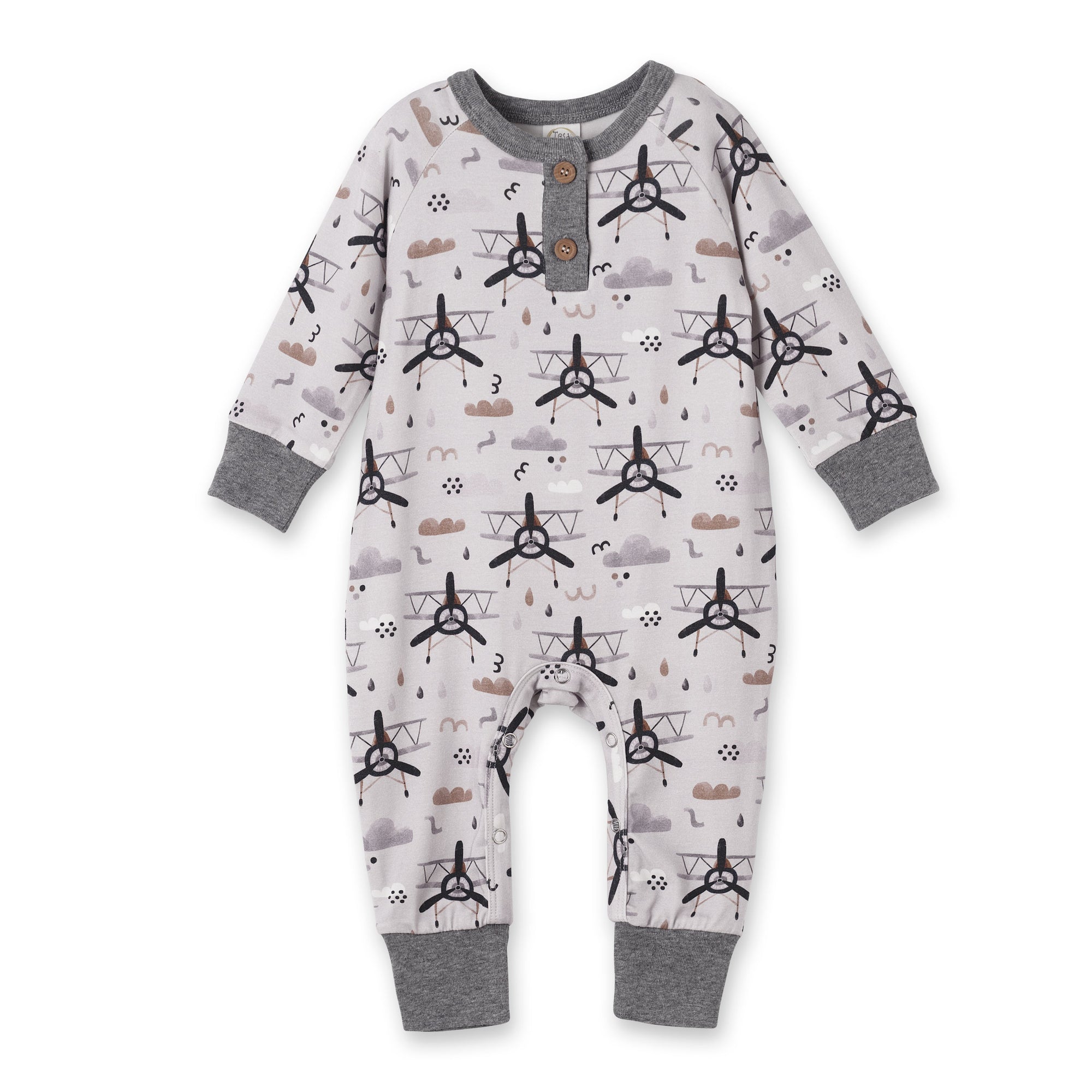 Airplane Henley Romper – Soft Bamboo Baby Outfit