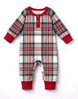 Baby Christmas Plaid Henley Bamboo Romper