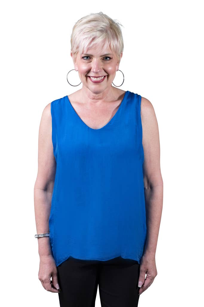 Tina Stephens Made In Italy Dina Silk V-Neck Tank