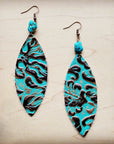 Leather Oval Earrings in Cowboy Turquoise w/ Turquoise Accent 206y