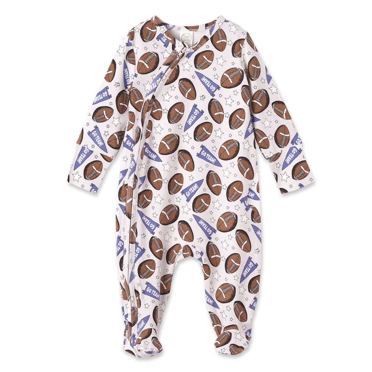 Bamboo Zipper Baby Romper – Football Fun &amp; Comfort
