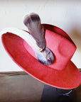 Boho Western Hat w/ Feather Tie Hat Band-Rust 982t