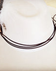 Turquoise Accent Guinea Feather & Leather Hat Band Only 952e