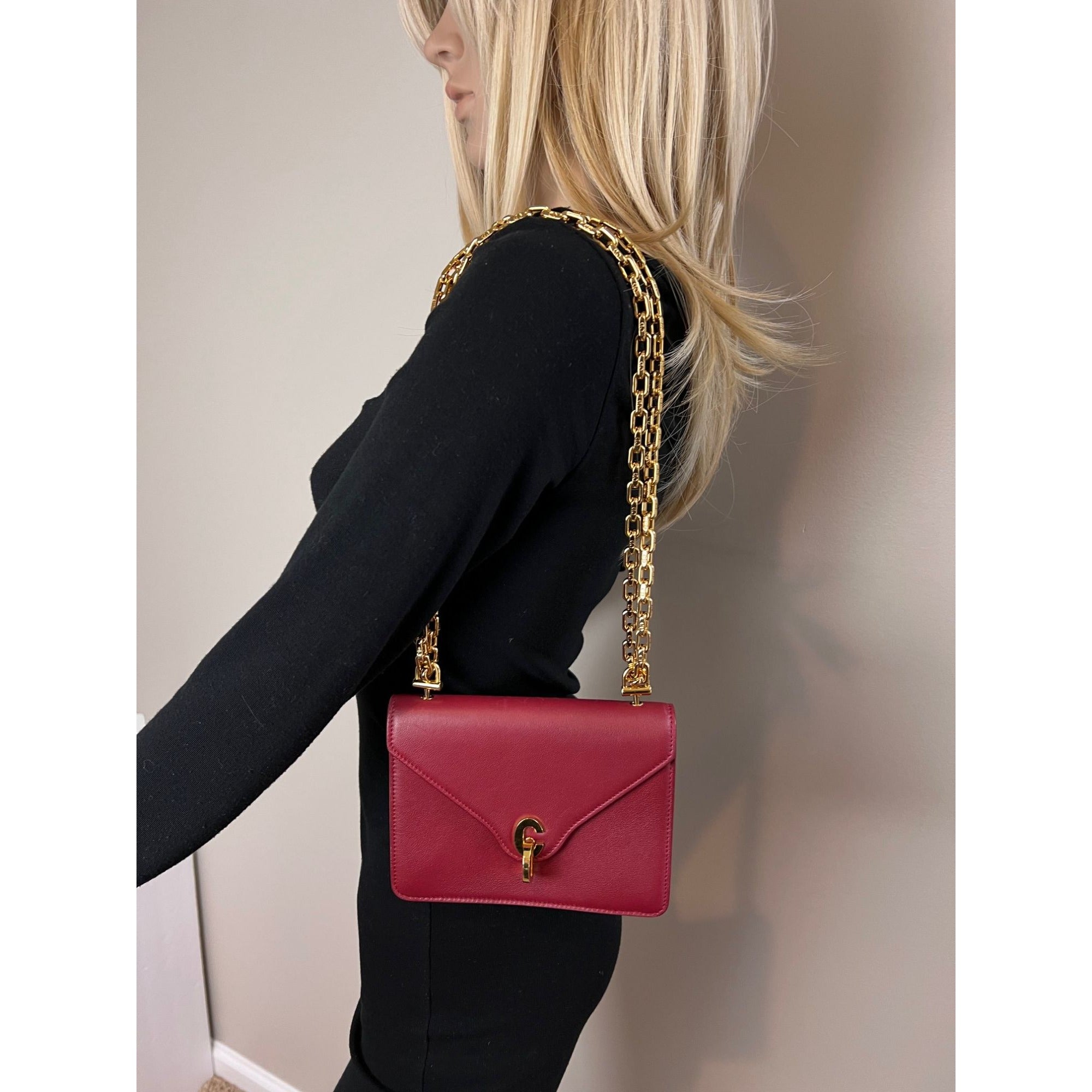 Christian Dior C&#39;est Dior Mini Flap Burgundy Leather Shoulder Bag