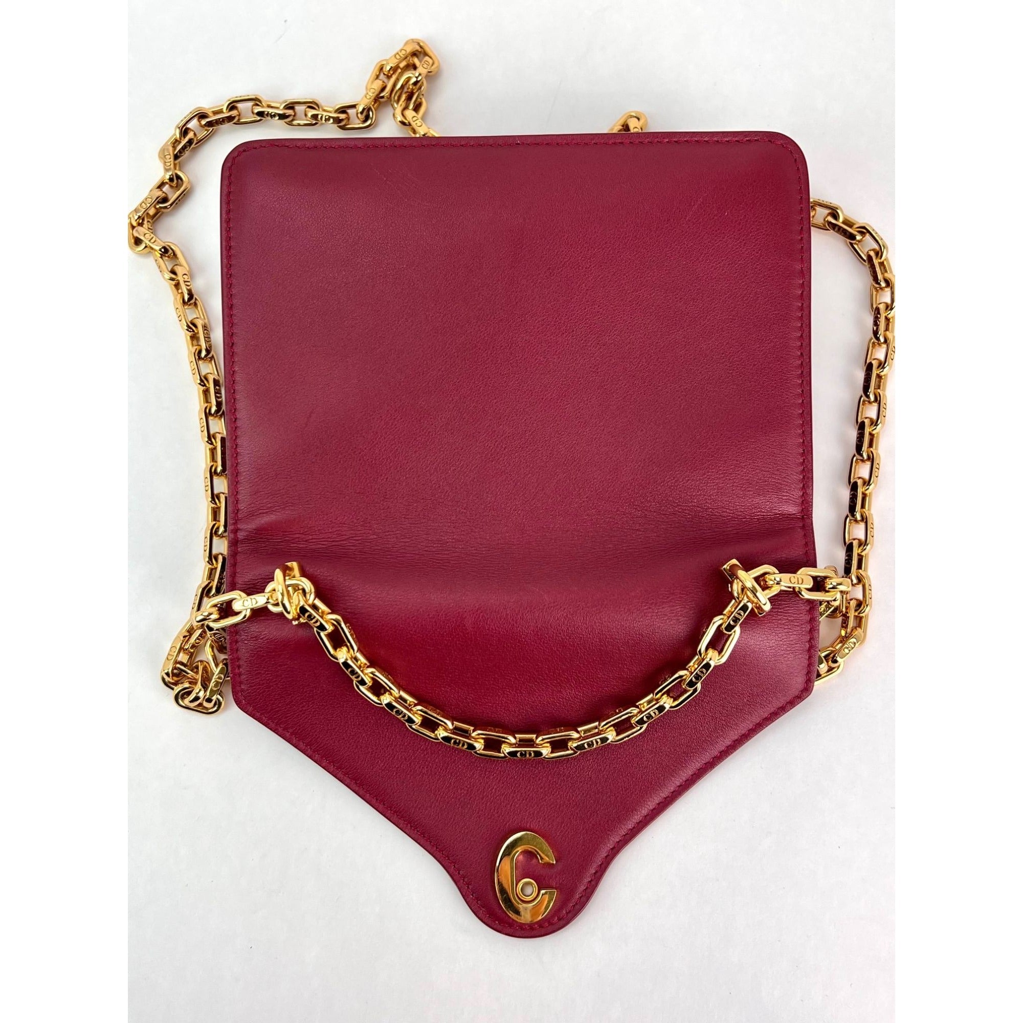 Christian Dior C&#39;est Dior Mini Flap Burgundy Leather Shoulder Bag