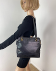 CHANEL Vintage Black Caviar Leather CC Zip Tote Shoulder Bag w/added insert  Pre owned