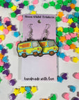 Scooby Doo Mystery Machine Painted Wood Dangle Earrings