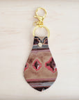 Embossed Leather Key Chain - Turquoise Navajo 700b