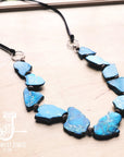 Turquoise Regalite Slab Necklace with Leather Ties 229h