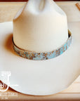 Turquoise Metallic Embossed Leather Hat Band Only 950q
