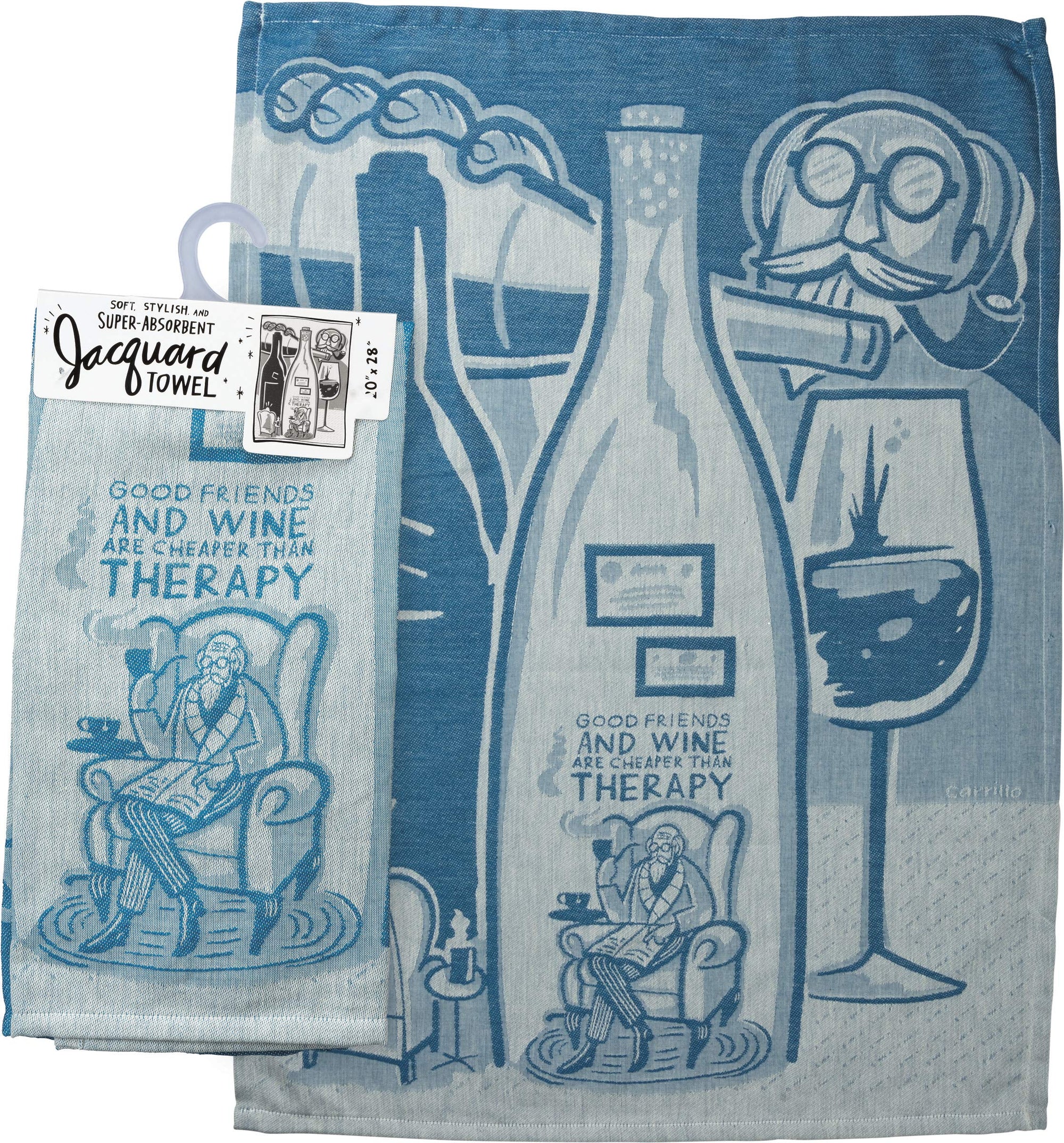 Good Friends and Wine are Cheaper Than Therapy Jacquard Tea Towel