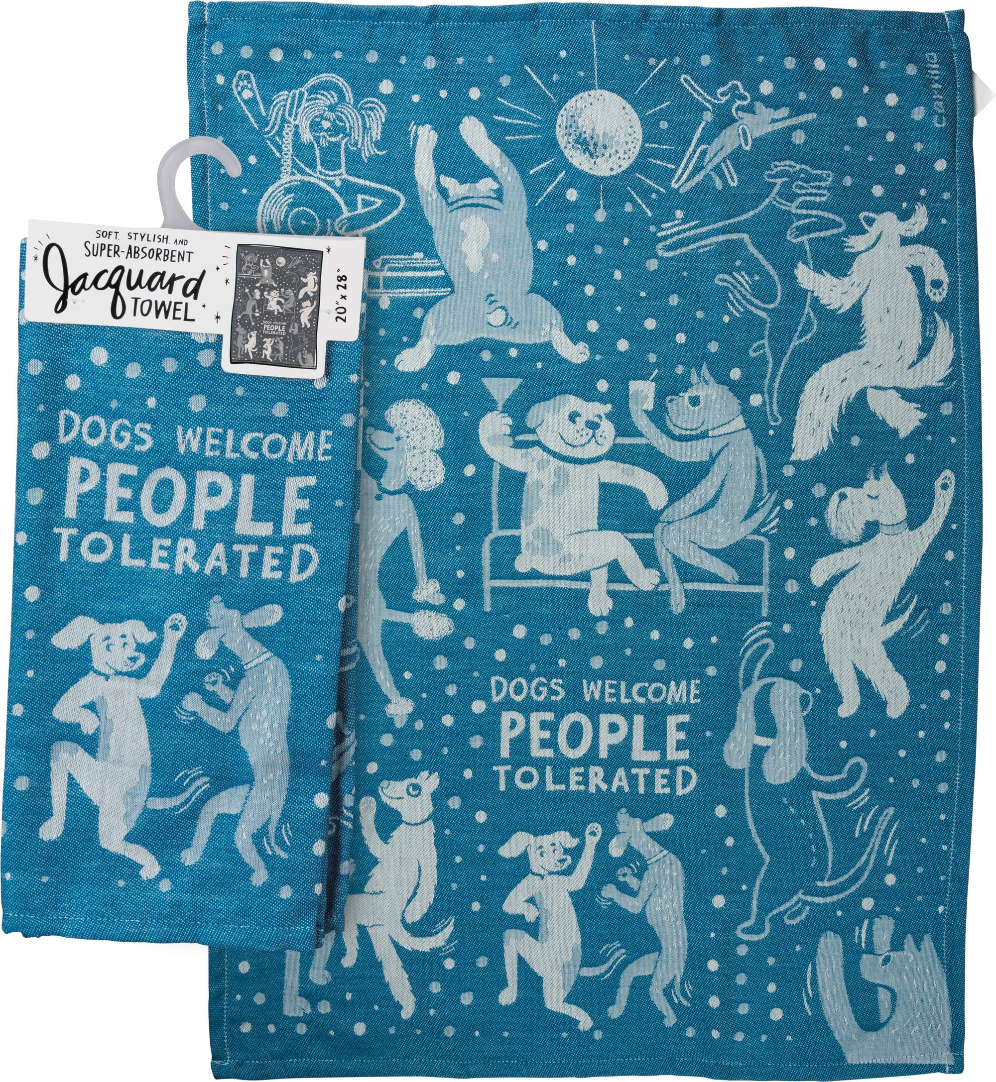 Dog Welcome People Tolerated Jacquard Tea Towel